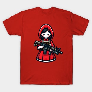 Tactical Little Red Riding Hood Adventure Tee: Where Fairytales Meet Bold Style T-Shirt